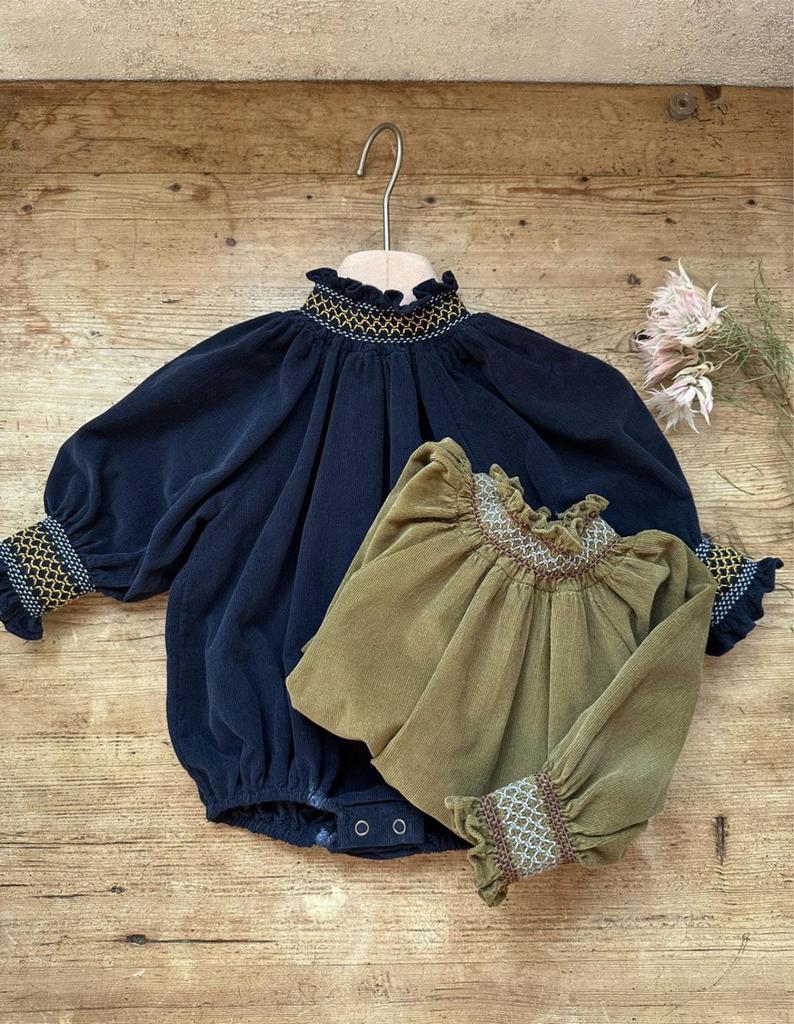 Infant Corduroy Jumpsuit with Flower Collar - Long Sleeve Spring/Autumn Style for Baby Girls