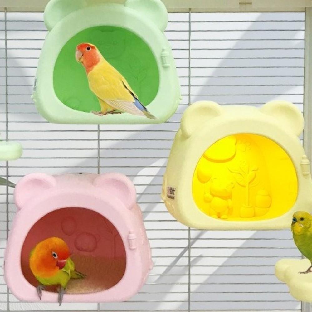 Warm Light Bird Breeding Nest Bear Shape Hanging Ambient Light Birdcage Bite Resistant Decorative Squirrel Bed Garden Decor