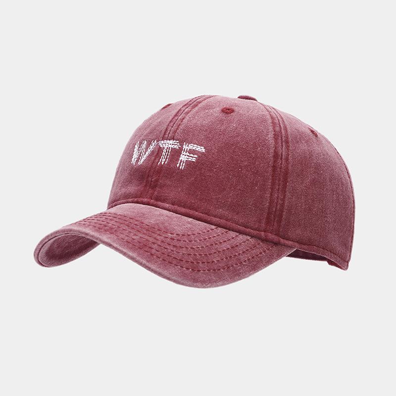 Hot Sale WTF Embroidered Baseball Cap Men's Washed Old Personality Cap Women's Trend Show Face Small Hat