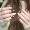 Detachable Milky White Manicure: Black & White Stars Short Soft Nail Stickers