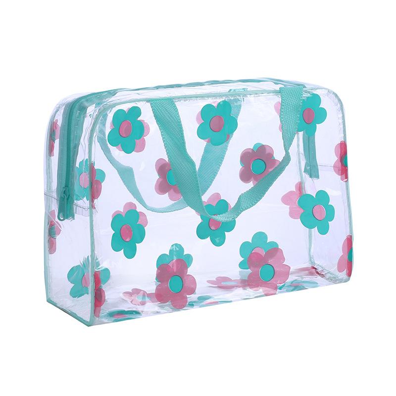 

Transparent PVC Makeup Bags Portable Women s Floral Waterproof Cosmetic Bag Travel Washing Toiletry Shower Storage Pouches зелений