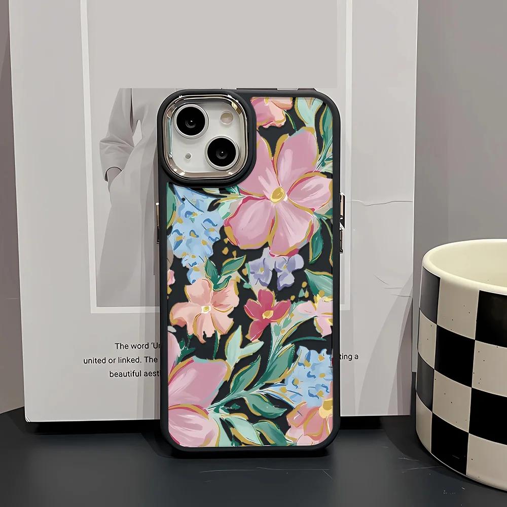 INS Fashion Advanced Flowers For iPhone 16 15 14 11 12 13 ProMax XS XR 8 7 Plus Case Cover 16 Pro Max Case