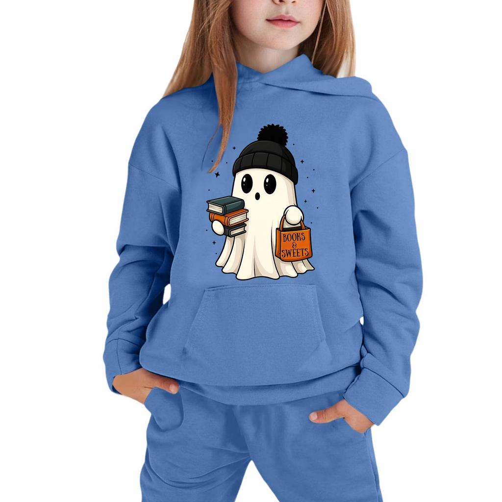 Kids Halloween Hoodie with Ghost Print Long Sleeve Pullover Sweatshirt for Boys and Girls Soft Comfortable Casual Top