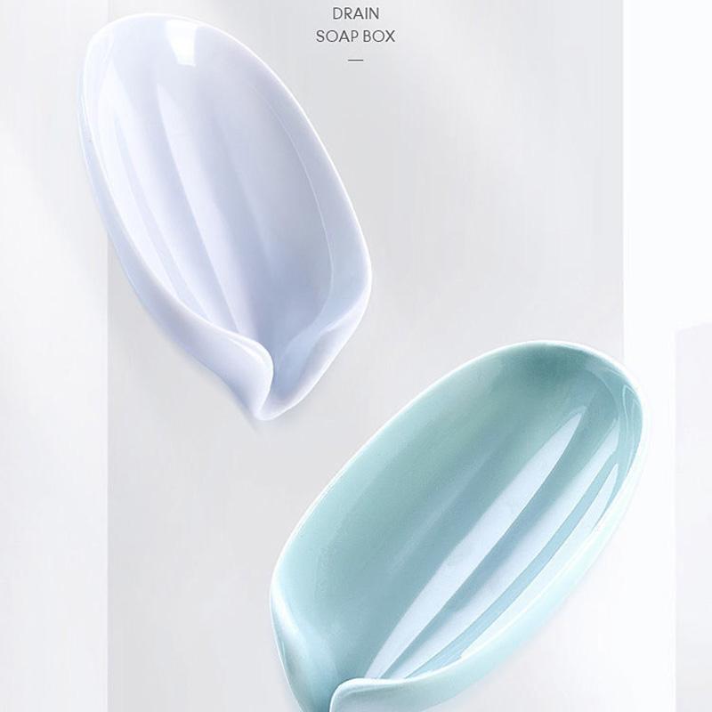2 Pcs Leaf Shaped Soap Holder Shower Soap Shelf Free Punching Soap Box Home Does Not Accumulate Water Bathroom Supplies