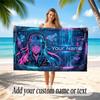 City Cyberpunk Theme Soft Beach Towel Personalized Custom Name Text Towel Portable for Beach Pool Travel