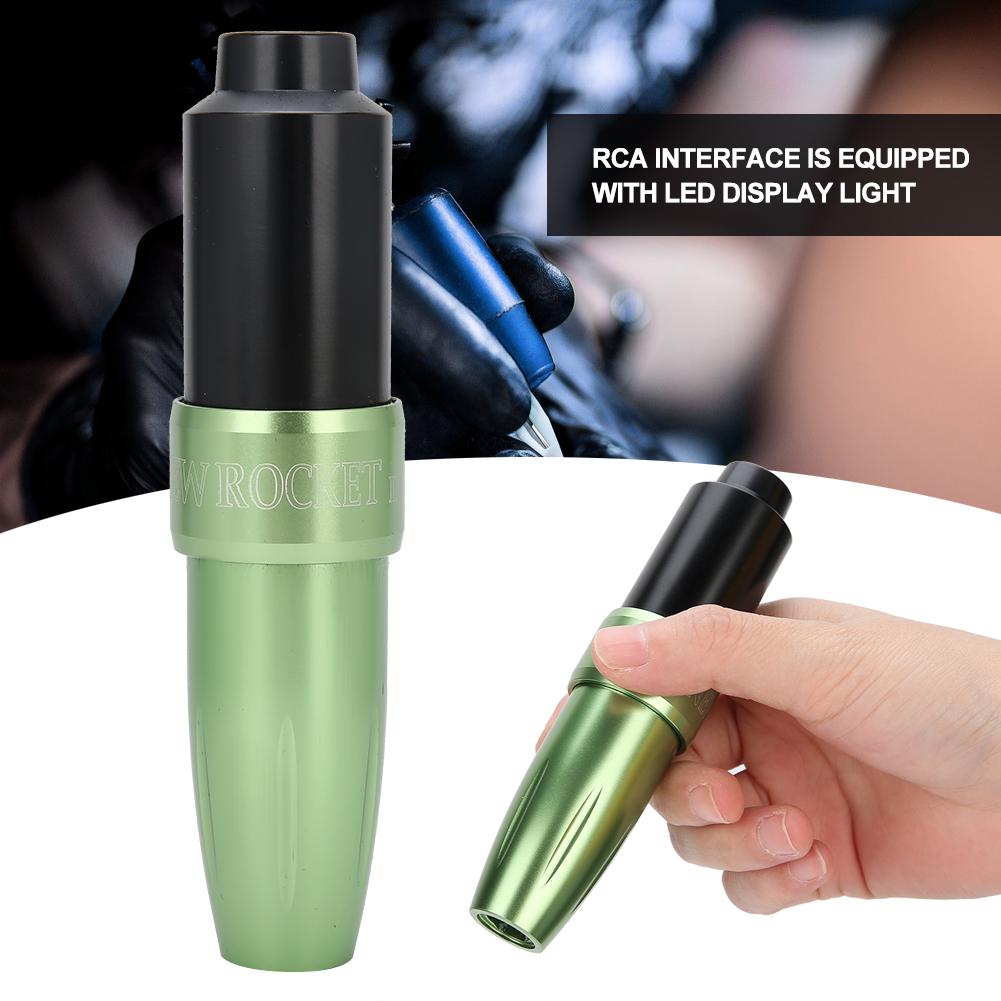 Tattoo Machine RCA Interface Powerful Motor Liner & Shader Tattoo Pen with LED Light(Green )