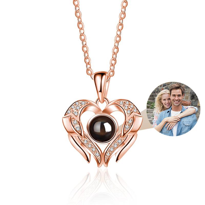 Custom Photo Necklace Projection Necklace with Picture I Love You 100 Languages Personalized Necklace Jewelry Gifts for Women