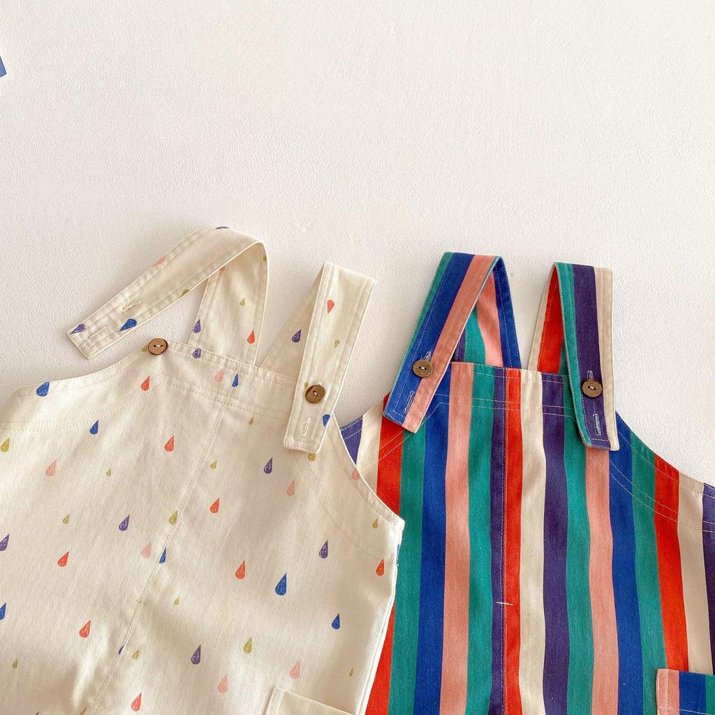 2025 New Spring Striped & Polka Dot Korean Style Pants for Kids - Stylish Girls' and Boys' Overalls