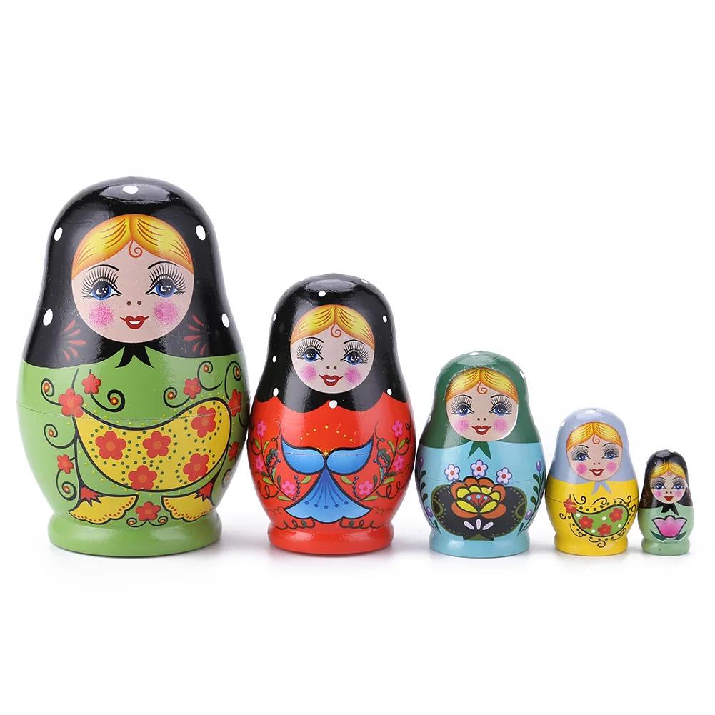 Wood Russian Nesting Dolls Matryoshka Dolls Babushka Hand Paint Best Wishes Kids Christmas New Year Gift Children's Day Gifts