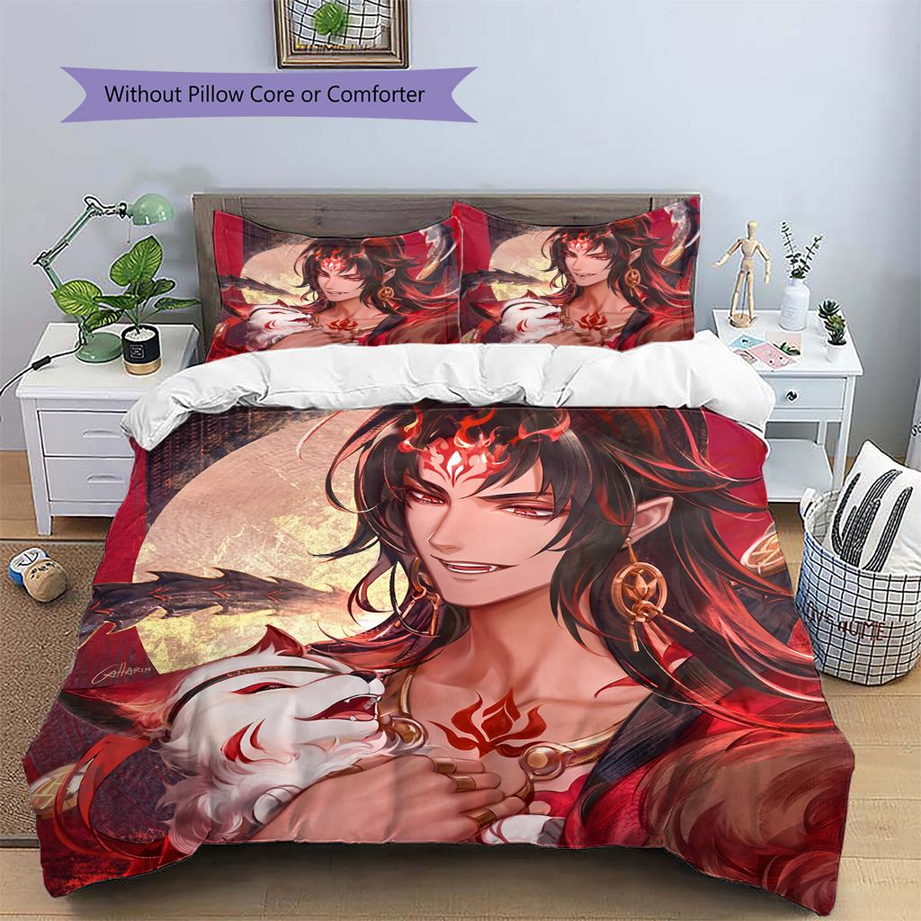 Asura Pattern Bedding Quilt Set Home Decoration Gift (1 * duvet cover + 2 * pillowcase without core)