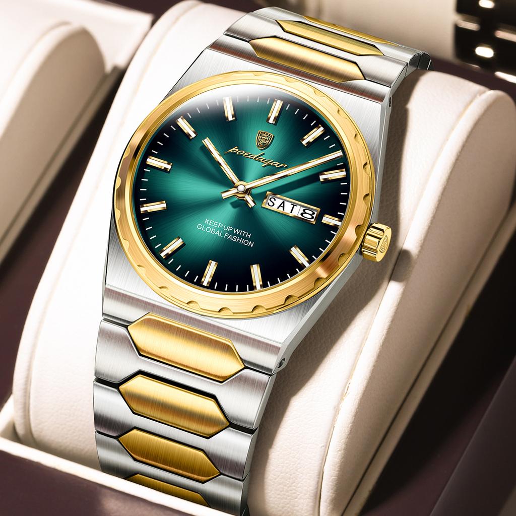 POEDAGAR Luxury Men Watch Stainless Steel Quartz Watches Sport Man Watch Waterproof Luminous Date Week Male Clock