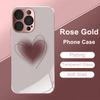 Heart Shaped Pattern Metallic Paint Glass Phone Case Suitable for iPhone 17 16 15 14 13 12 11 Pro/Max/Plus Shockproof Back Cover