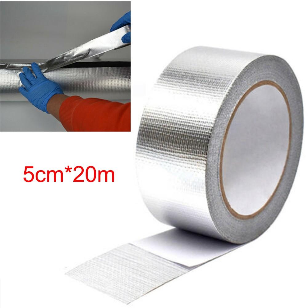 Silver Exhaust Heat Wrap Manifold Downpipe High Temp Bandage Tape 20M*5cm