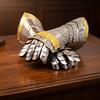Medieval Warrior Steel Gothic Knight Style Warrior Functional Gloves Gauntlets Brass Accent Christmas Father’s Day Gift