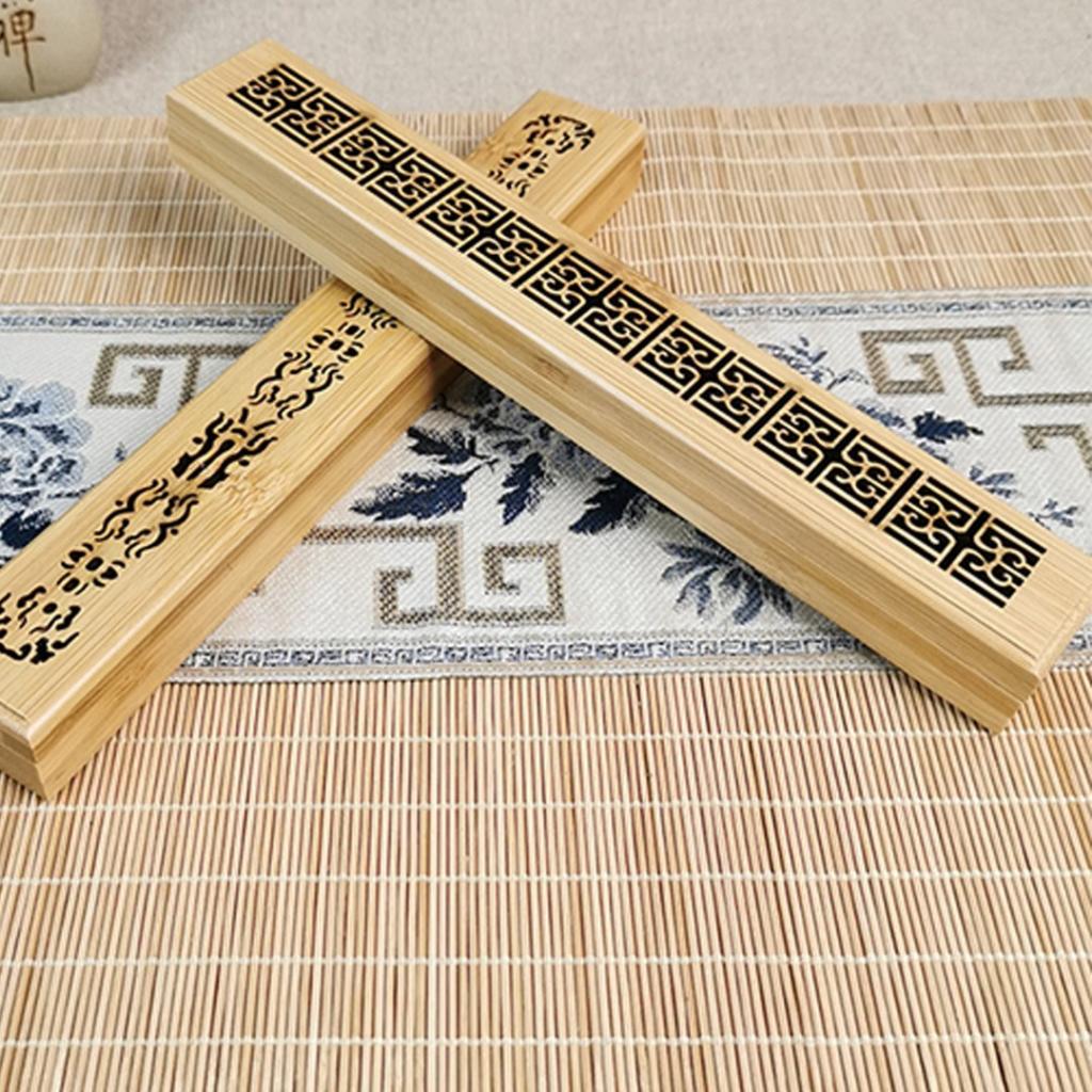 1PCS Holz Bambus Weihrauch Stick Halter Gnade Insence Box Brenner Asche Catcher