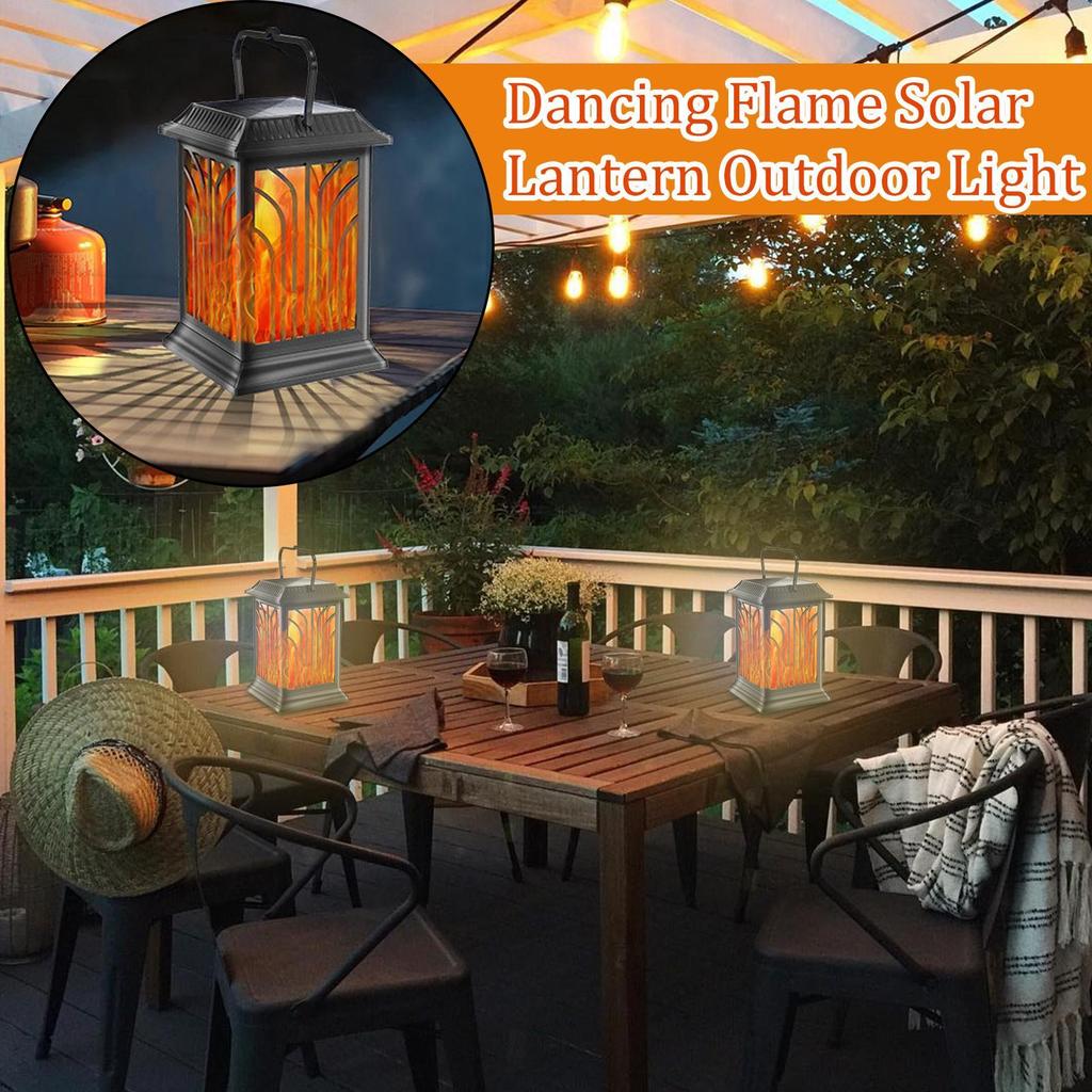 Dancing Flame Solar Lantern Outdoor Waterproof Tent Lantern Decoration Romantic Hiking Flashlight Solar Landscape Lamp For
