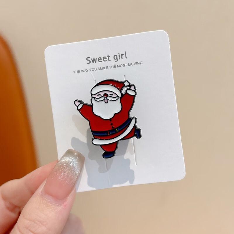 Christmas Santa Claus Metal Brooch Pin Set