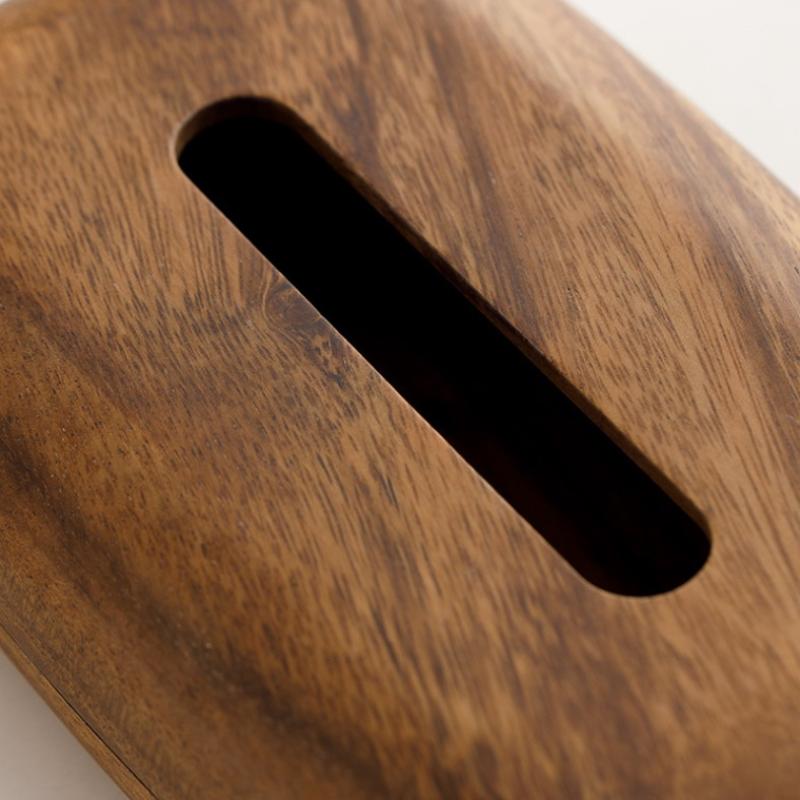 Walnut Tissue Box Cover - Modern Vintage Design, Premium Wood, For Desk & Bathroom Decor. Easy Refill, Polished Finish