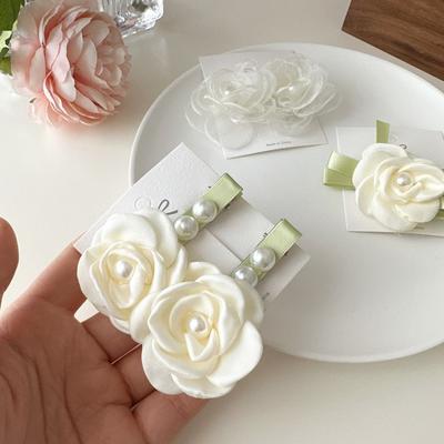 Temperamentvolle Elegante Blume Braut Haarnadel Luxuriöse Kamelie Braut Haarspangen Perlweiß Hochzeit Kopfschmuck Haarschmuck
