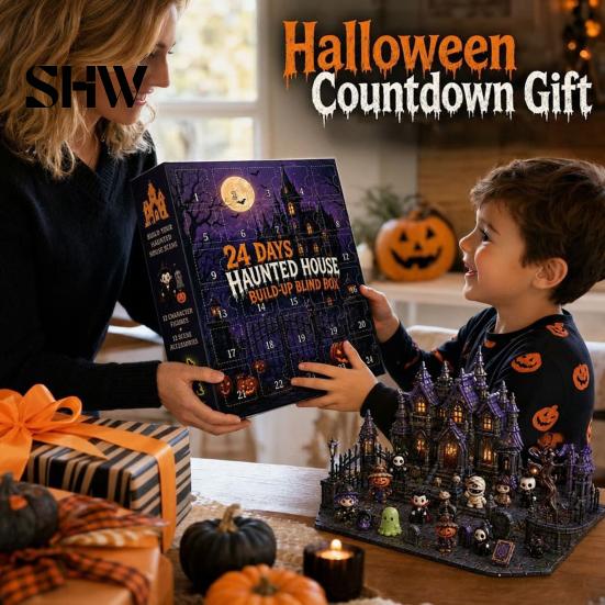 24-Tage-Box Halloween Adventskalender 2026, Countdown mit 2D-Flachgeschenken für Erwachsene Kinder Acryl-Mini-Figuren, Sammler-Überraschung Mädchen