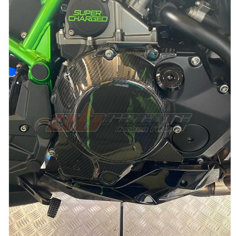 Side Alternator Engine Cover For Kawasaki Ninja H2 2018-2023 H2 SX 2018-2023 Full Carbon Fiber 100% Ninja H2 2018-2023