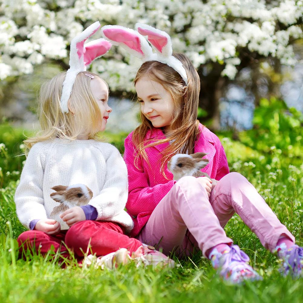 Cute Simulation Plush Rabbit Ornament Easter Furry Animal Model Bunny Miniature Home Decoration U5I0