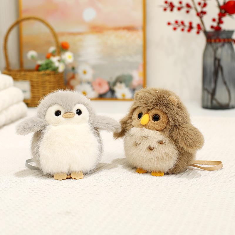 Bai Fen Bai Dolls And Toys Cute Pet Standing Shoulder Owl Doll Lying On The Shoulder Magnetic Doll Plush Toy Simulation Penguin