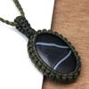 Grauer Botswana-Achat Edelstein Halloween Geschenk Schmuck Makramee Halskette 20-32 Zoll