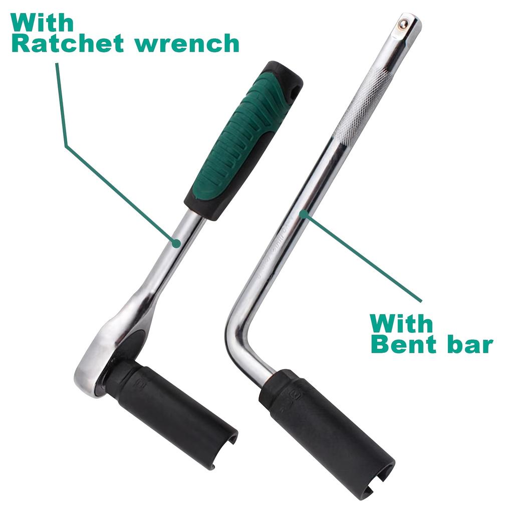 Black Narrow Mouth Oxygen Sensor Sleeve European-Style Cxygen Sensing Socket Wrench, Durable Steel, Ideal for Car Maintenance & Repair Tool