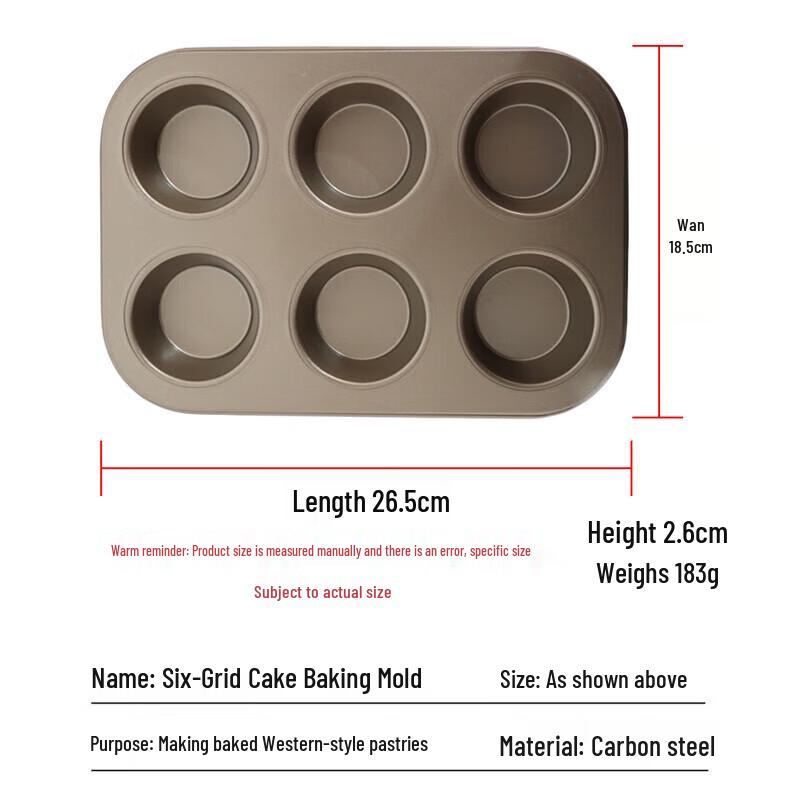 Jxsuperior 6-Cup Non-Stick Muffin Cake Baking Pan