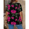 Summer Women's T Shirt Plus Size Flower Print Casual Short Sleeve 3d Fashion Streetwear V Neck Pullover Female Clothing Shirt