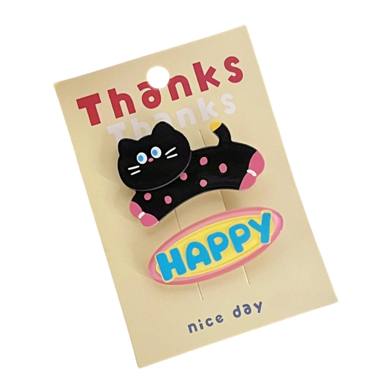 

2PCS Cute Animal Design Hair Clip Acrylic Nonslip Grip Bangs Accessories Hairpin for Women Girls Everyday Wear C