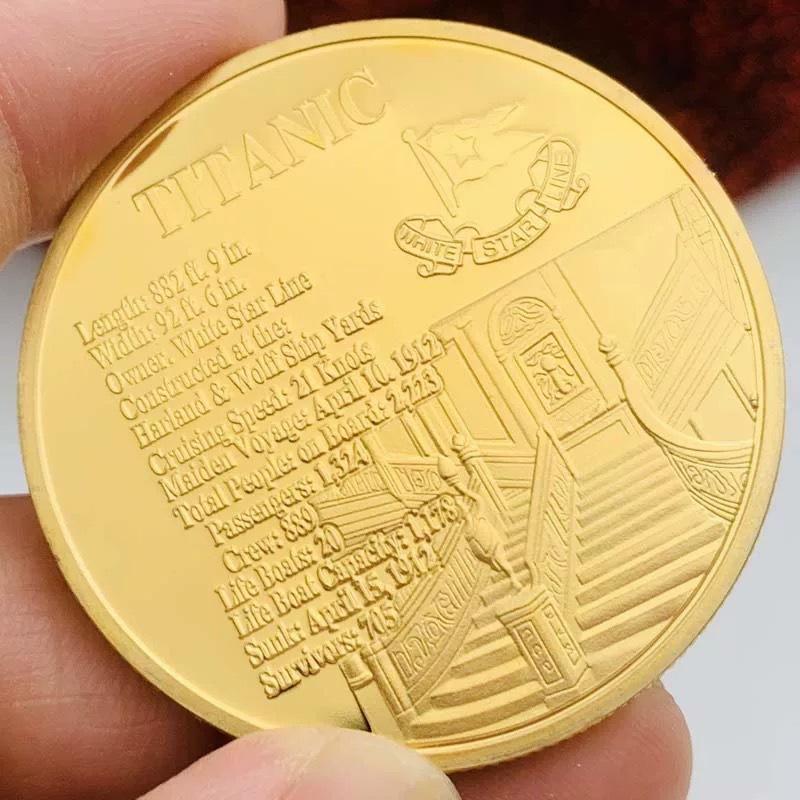 Titanic, ship, silver plated color printed commemorative medal, craft creative coin, souvenir coin