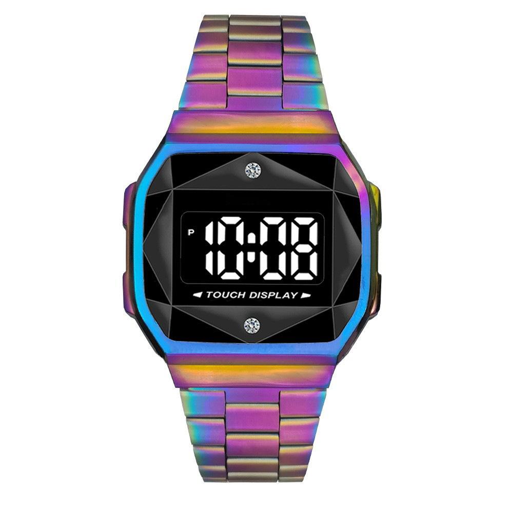 Reloj Electrónico T-66 Caja de Aleación Reloj LED Táctil Resistente al Agua Pantalla Táctil Esfera de Diamante