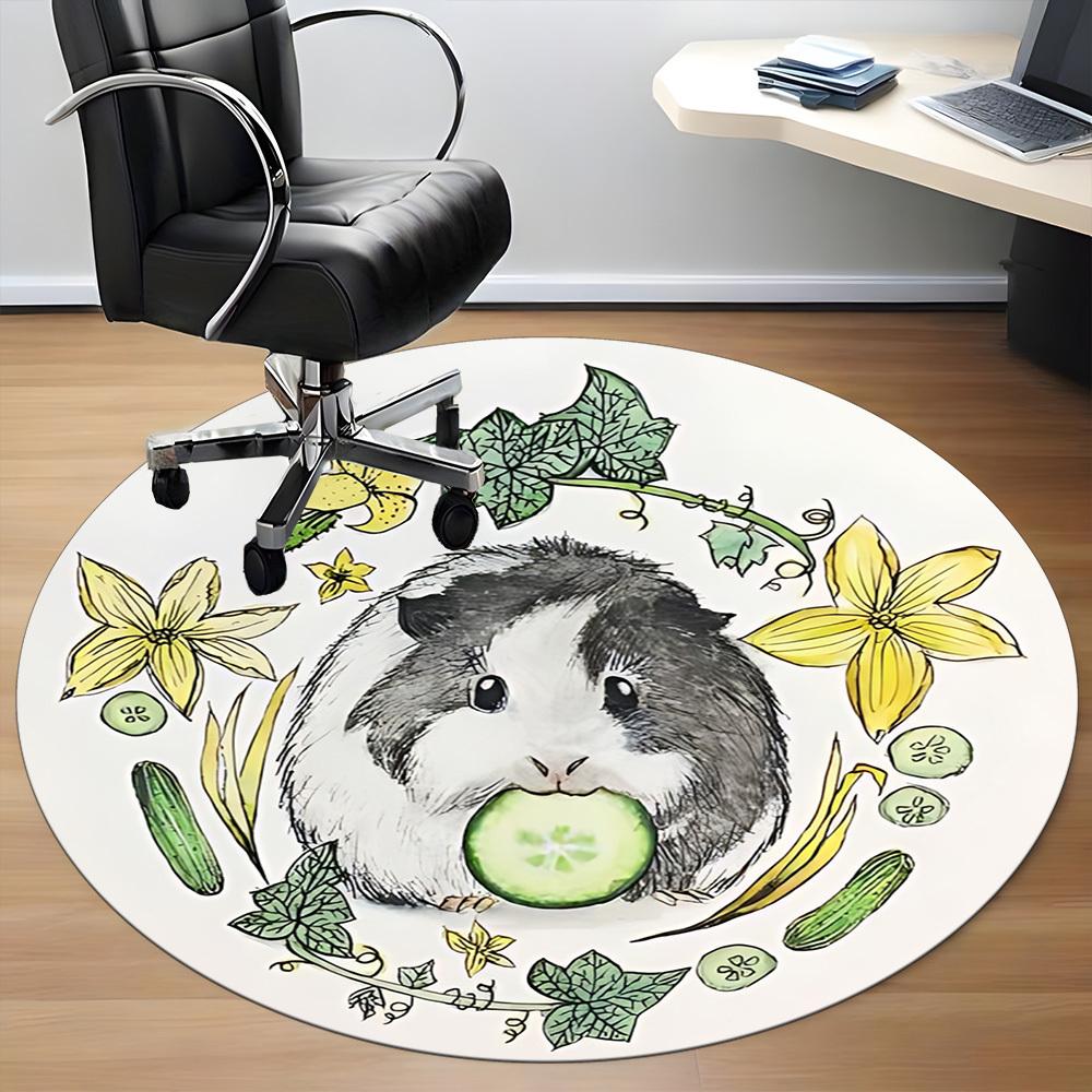 1pc Guinea Pig Cucumber Office Round Rug, Non-slip, Soft and Durable Office Rug for Interior Decoration, Perfect for Office, Beautiful Decoration yy26