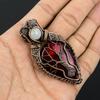 Red Flash Labradorite & Rainbow Moonstone Pendant, 999 Copper Wire Wrapped Jewelry, Gemstone Jewelry Pendant, Handmade Wedding Gift Jewelry