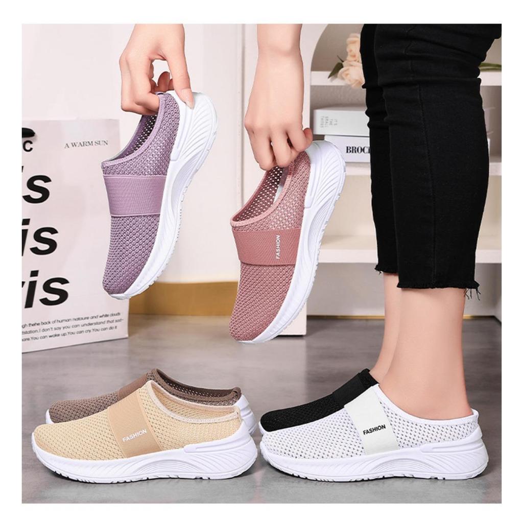 Women's Casual Fly Woven Breathable Flat Slippers with Toe Caps