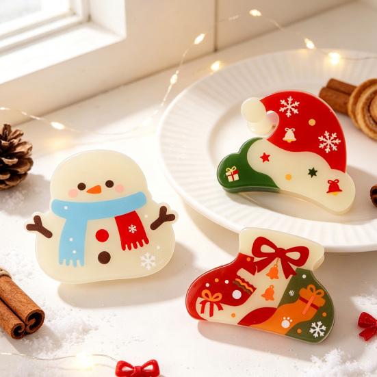 Holiday Gift Ideas for Women Christmas Cartoon Hair Claw Clip, Cute Clip Women, Non-slip Secure Grip Clips Half-tied Strong Hold Acrylic Accessories
