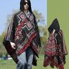Ethnic Hooded Cape Shawl - Unisex Warm Travel Outerwear Cloak