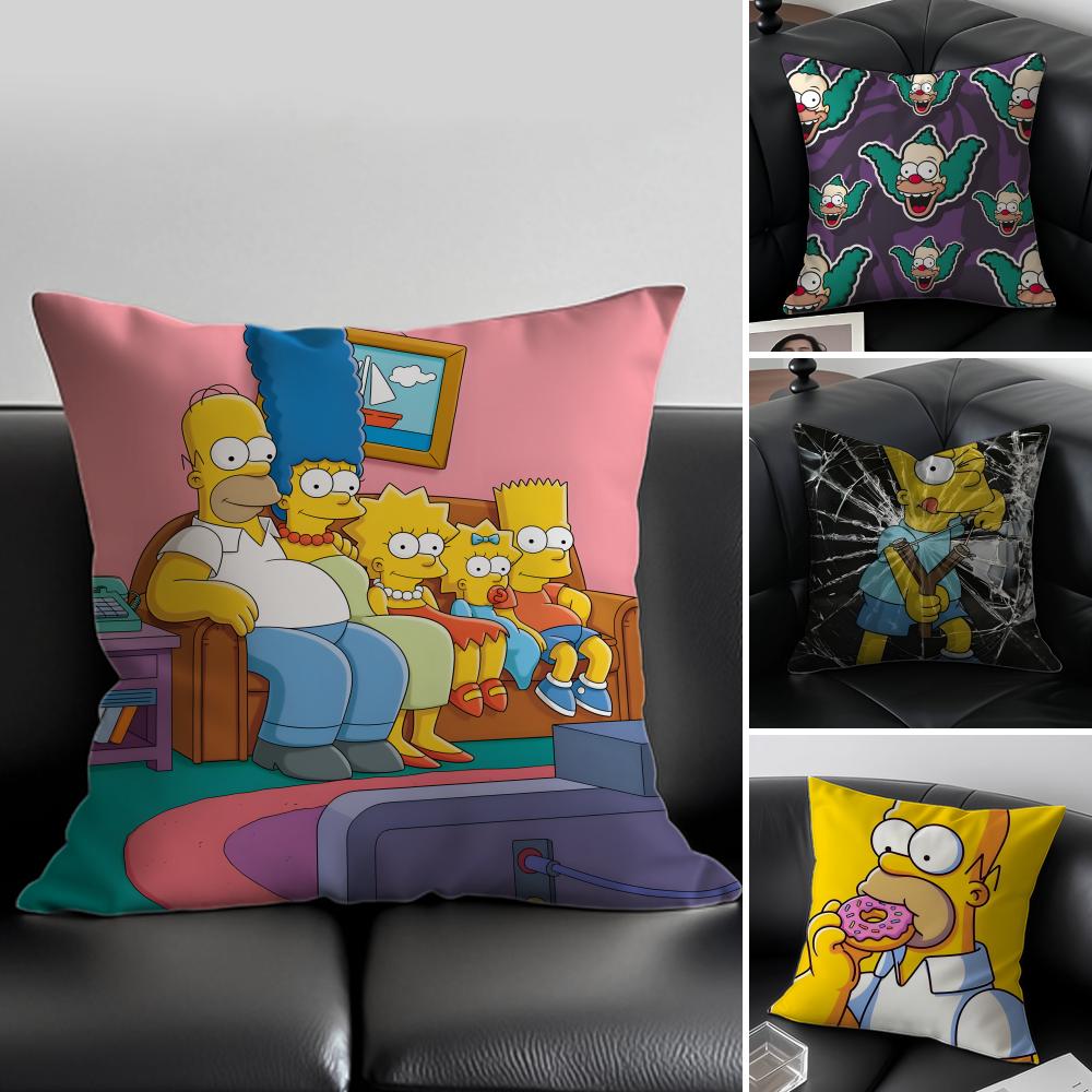 TThe Simpsons Cushion Cover Pillow Case Antidustmite Invisible Zipper Silky Plush Cushion