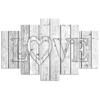 Five Piece Picture Canvas Print Love Lettering Boards Grey