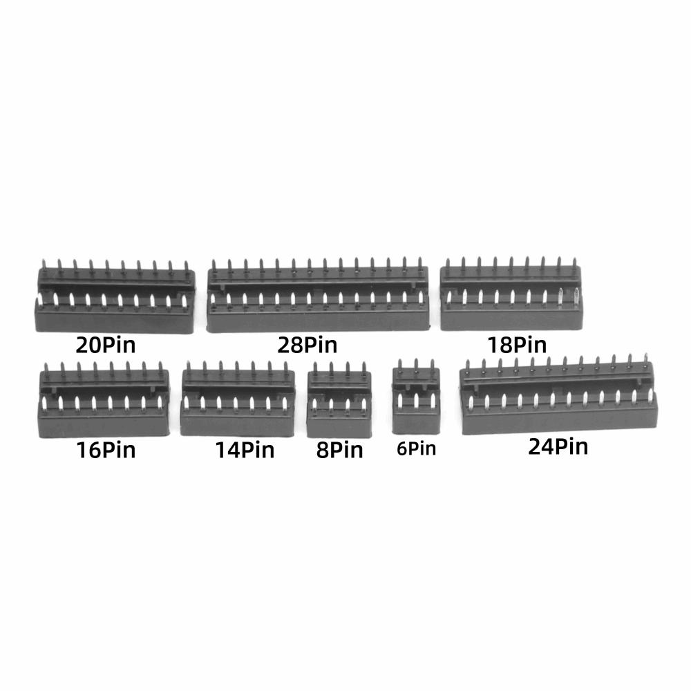 66pcs Flat Feet DIP Chip Holder Solder Type Pin Socket Connector IC Sockets Adapter  DIY Projects