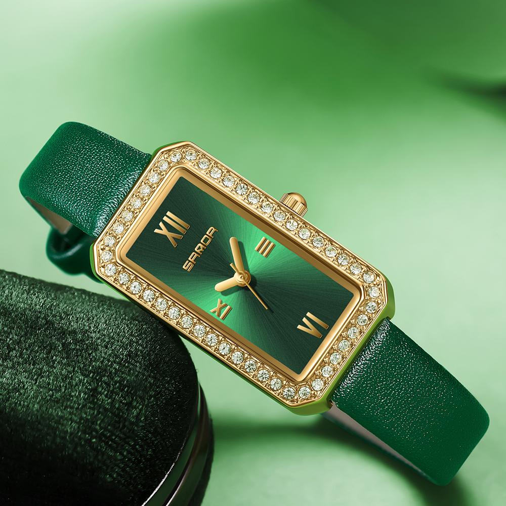 Luxury Fashion Women Quartz Watch Green Dial Student Ladies Diamond Watches for Woman Waterproof Wristwatches Reloj Mujer