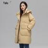 Yalu 2025 Winter Damen Mittellange Daunenjacke mit Kapuze