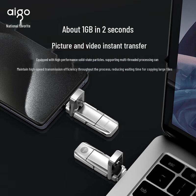 aigo U393 128GB Dual-Interface Type-C/USB 3.2 SSD Flash Drive