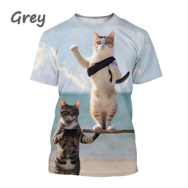 Мужская спортивная футболка с принтом в виде перекрывающегося кота 3D — фото 17