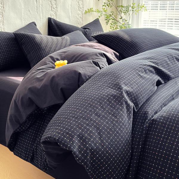 G5Z Cotton Yarn-Dyed Stripe Duvet Cover Set - 4 Pieces, All-Season Bedding for Dorms