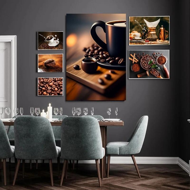 Retro Coffee Bean Tools Poster Canvas Painting Wall Art Pictures Modern Dining Room Home Restaurant Cafe Decor