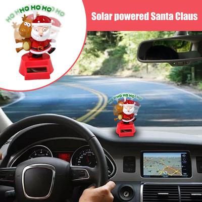 Car Dashboard Decor Solar Swing Deer Santa Claus Statue For Dashboard Adorable Collectible Statue Car Interior Decorations For