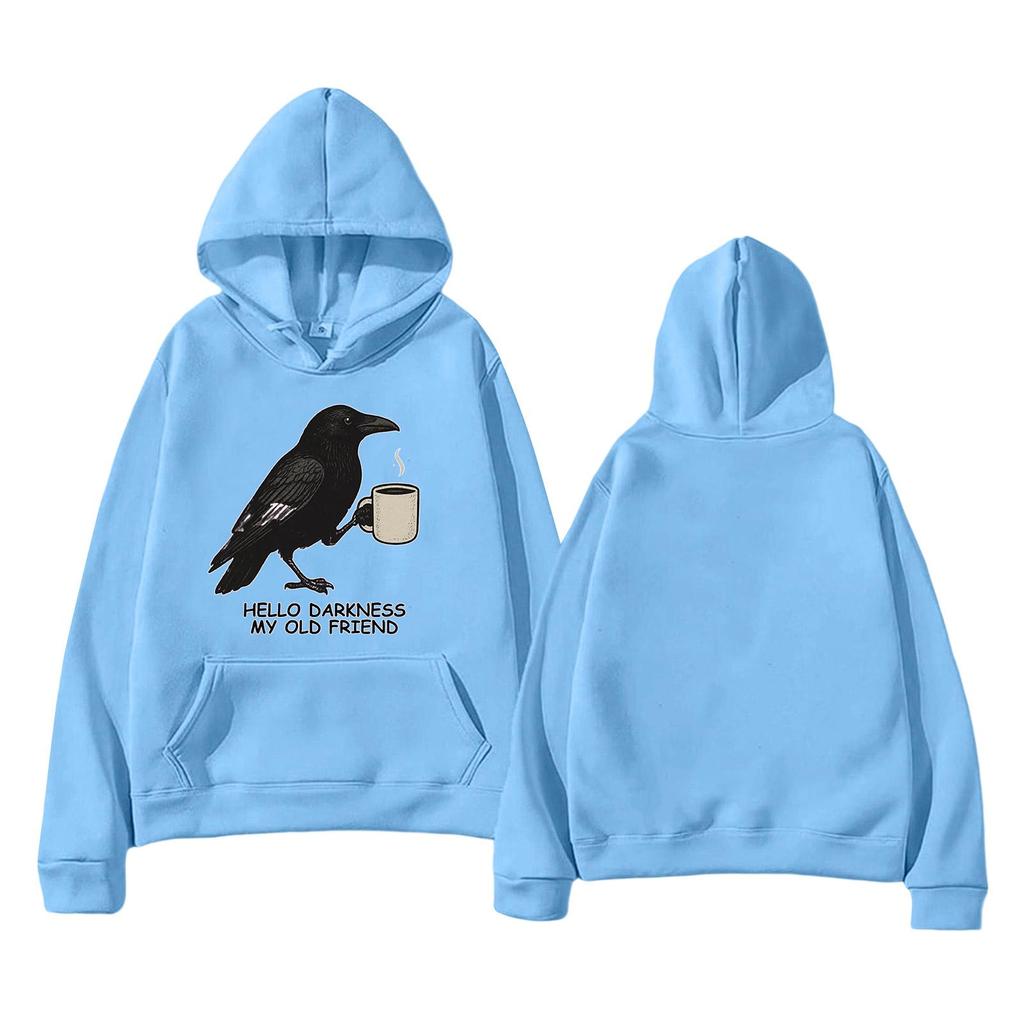 Modna Unisex Lekka Bluza Pulower z Długim Rękawem i Kieszeniami z Nadrukiem